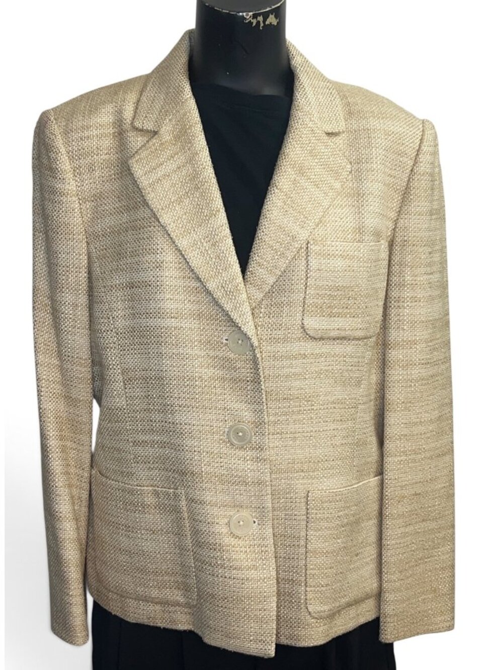 Michael Michael Kors Beige Textured Blazer Jacket Womens Size 42